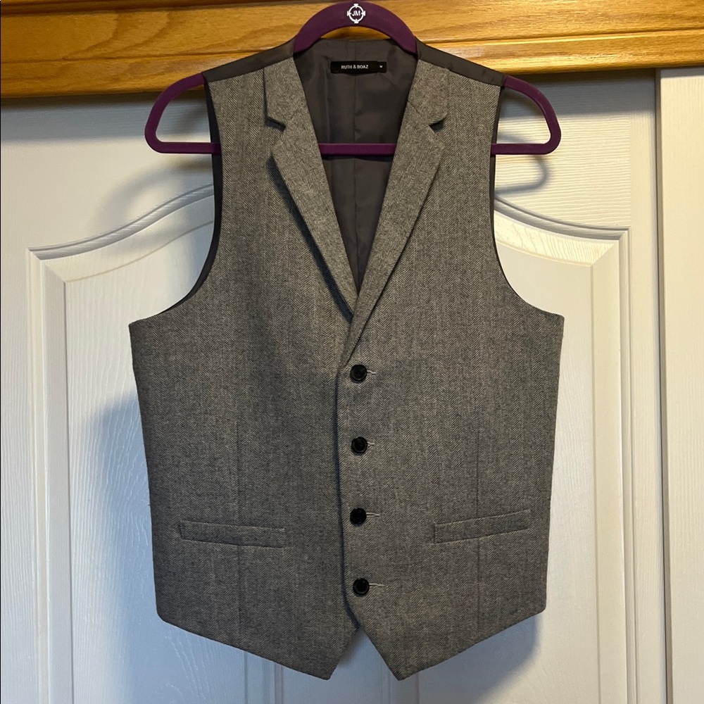 Charcoal Gray herringbone Men's Vest